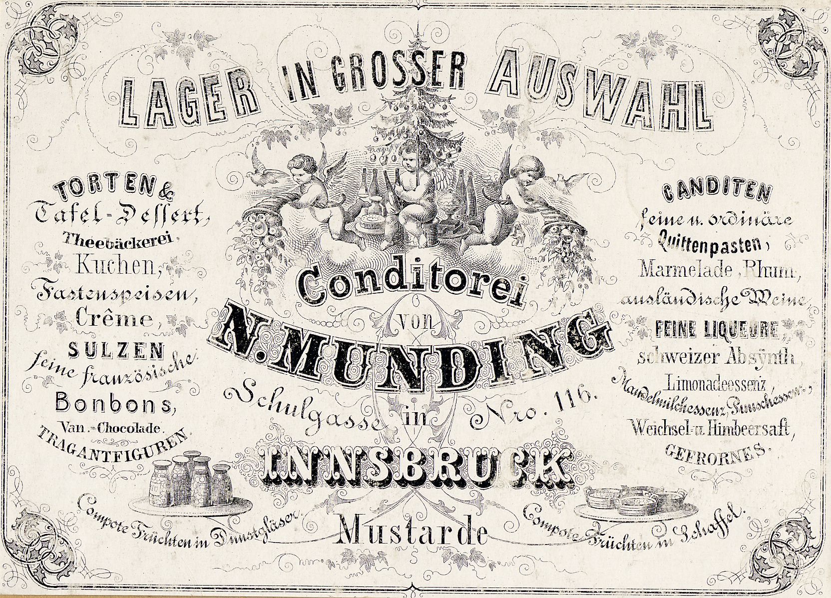 Historische Weihnachtsdekoration des Café Munding